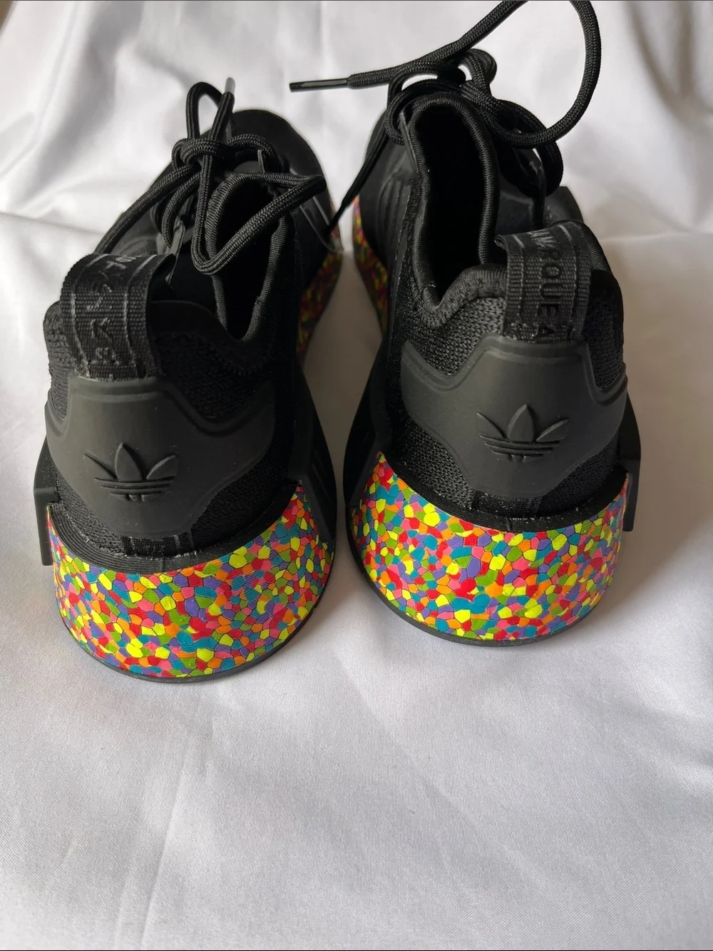 adidas Kids Black Sneakers with Rainbow Sole Accent